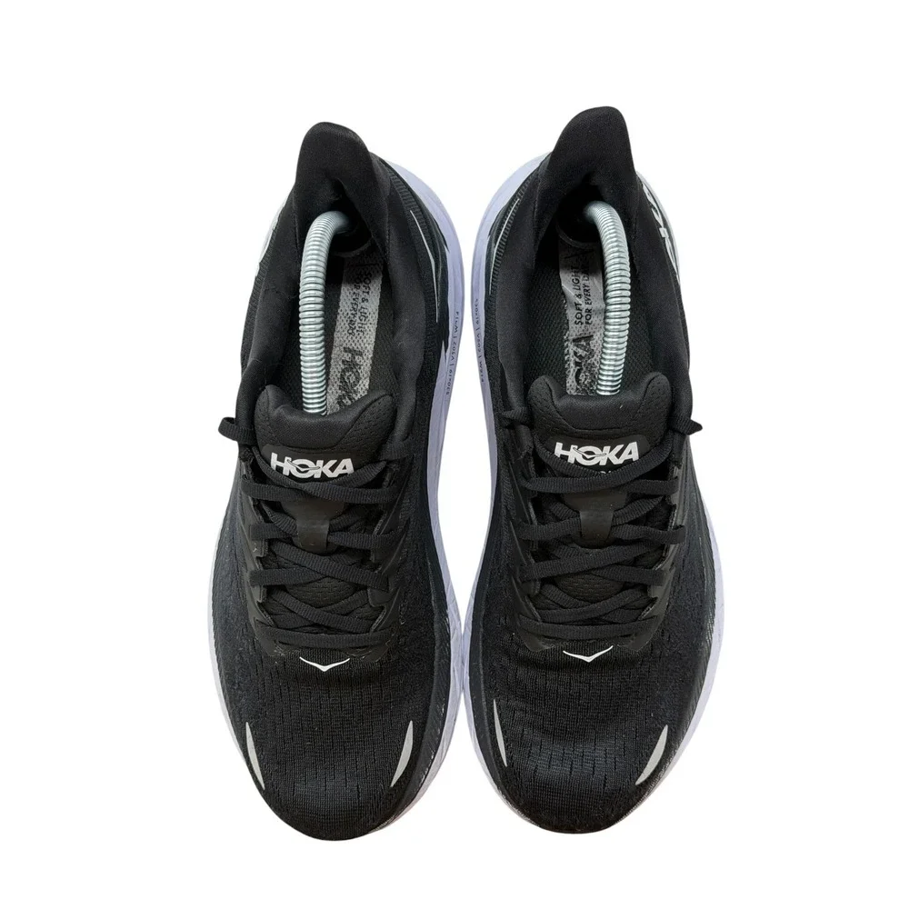 Hoka Clifton 8 Running Shoes Womens 9.5 Black White 1119394 BWHT Low Top Mesh - Picture 7 of 9